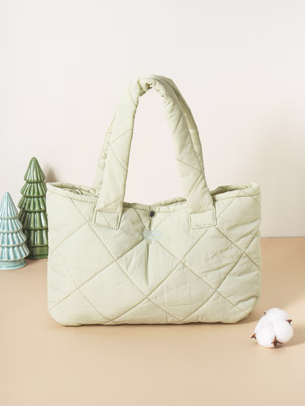 韓國 DAISO - 字母綠色方形手提袋♡包包