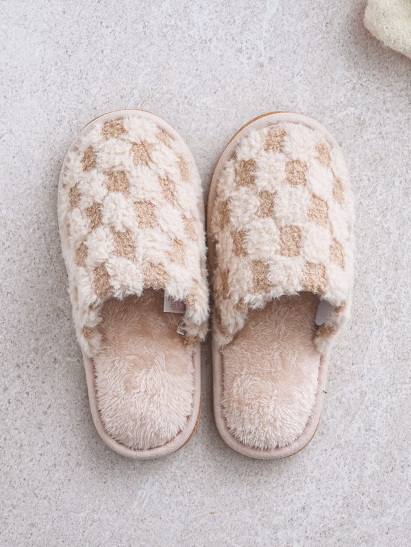 韓國 DAISO - 棋盤格超細纖維居家拖鞋♡鞋子