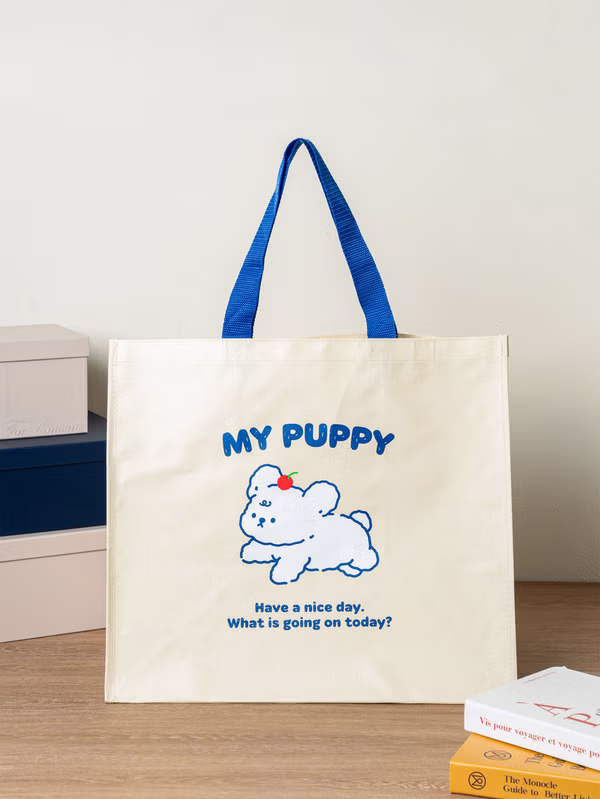 韓國 DAISO - 開放式 塑料袋 象牙色♡包包