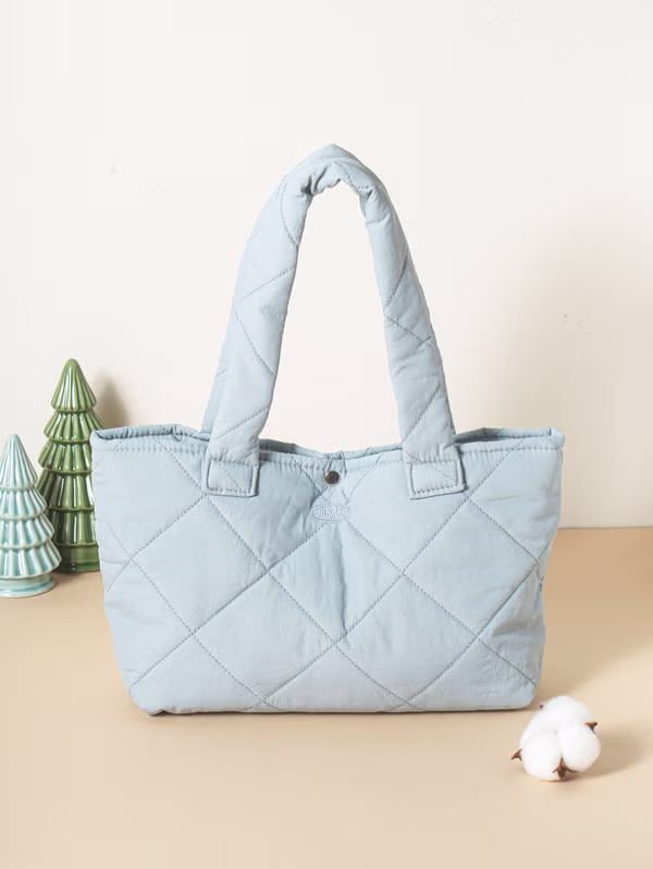 韓國 DAISO - 字母藍色方形手提袋♡包包