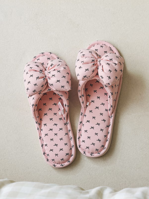 韓國 DAISO - 可愛蝴蝶結圖案居家拖鞋♡鞋子