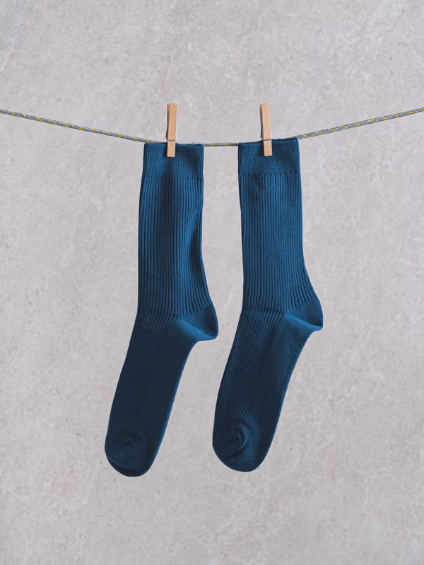 韓國 DAISO - 男士條紋長襪 藍色♡襪子