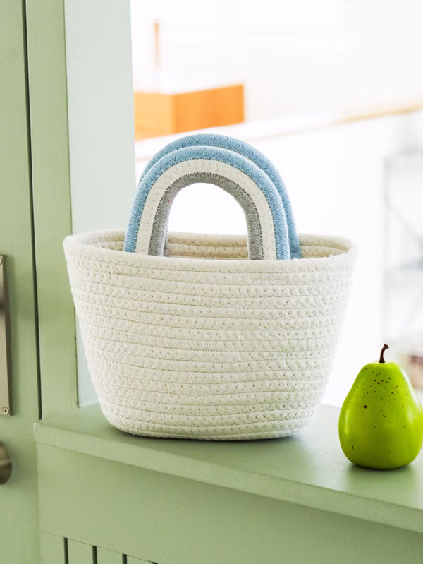 韓國 DAISO - 手提袋 藍白色♡包包