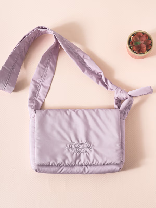 韓國 DAISO - 點綴靠墊斜背包粉紅色♡包包