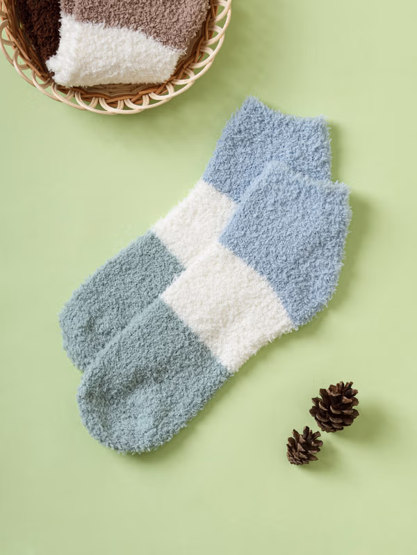 韓國 DAISO - 男士腳踝圖案睡襪 藍色♡襪子