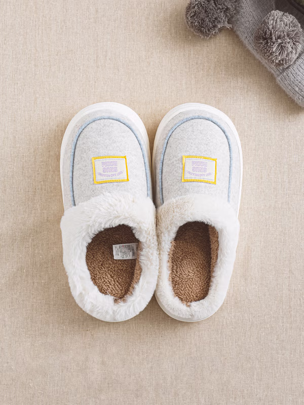 韓國 DAISO - 拼色毛絨室內拖鞋♡鞋子