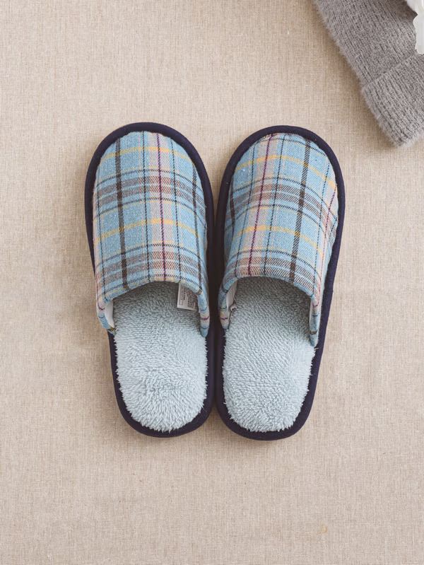 韓國 DAISO - 格子圖案基本居家拖鞋♡鞋子