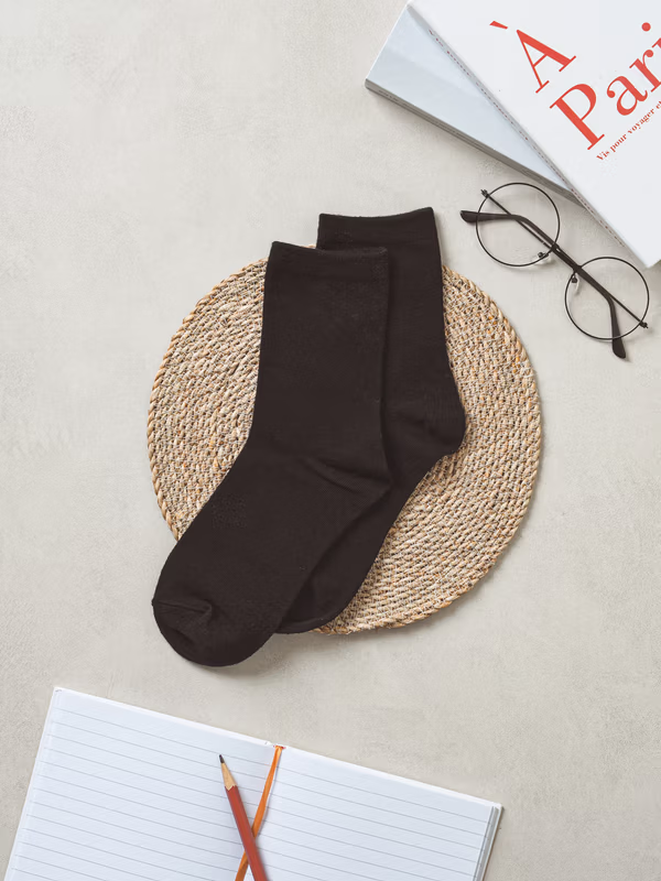 韓國 DAISO - 女性黑色中筒襪♡襪子