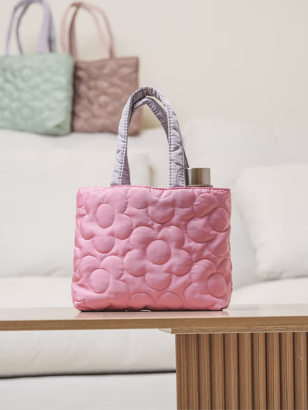 韓國 DAISO - 雙色羽絨手提袋♡包包