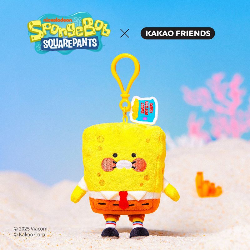 韓國 Kakao Friends X 海綿寶寶 鑰匙圈毛絨玩具
