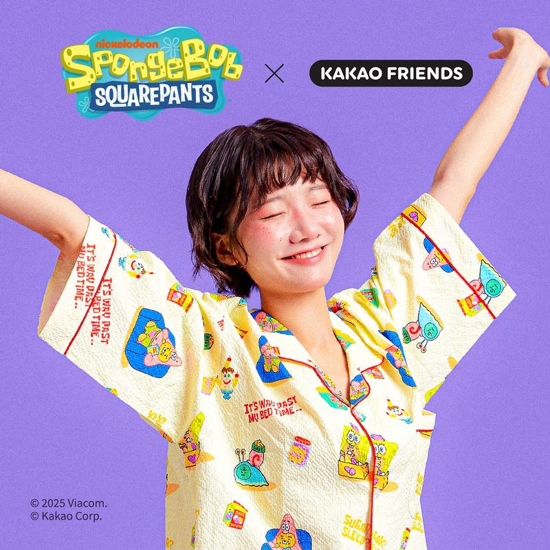 韓國 Kakao Friends X 海綿寶寶  男性冷感睡衣