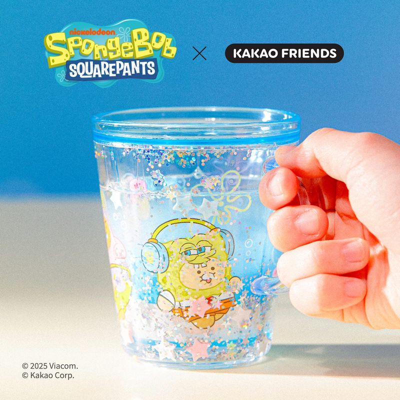 韓國 Kakao Friends X 海綿寶寶 閃粉水杯