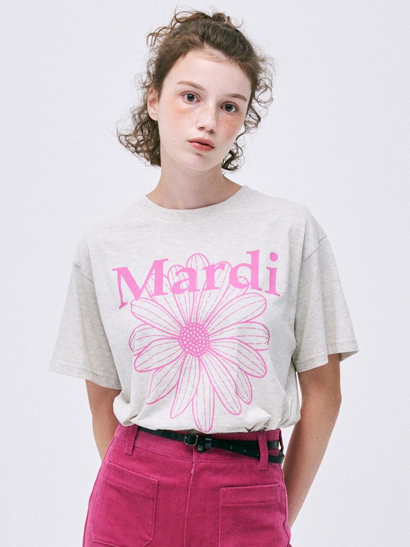 韓國 Mardi Mercredi - TSHIRT FLOWERMARDI_OATMEAL PINK 