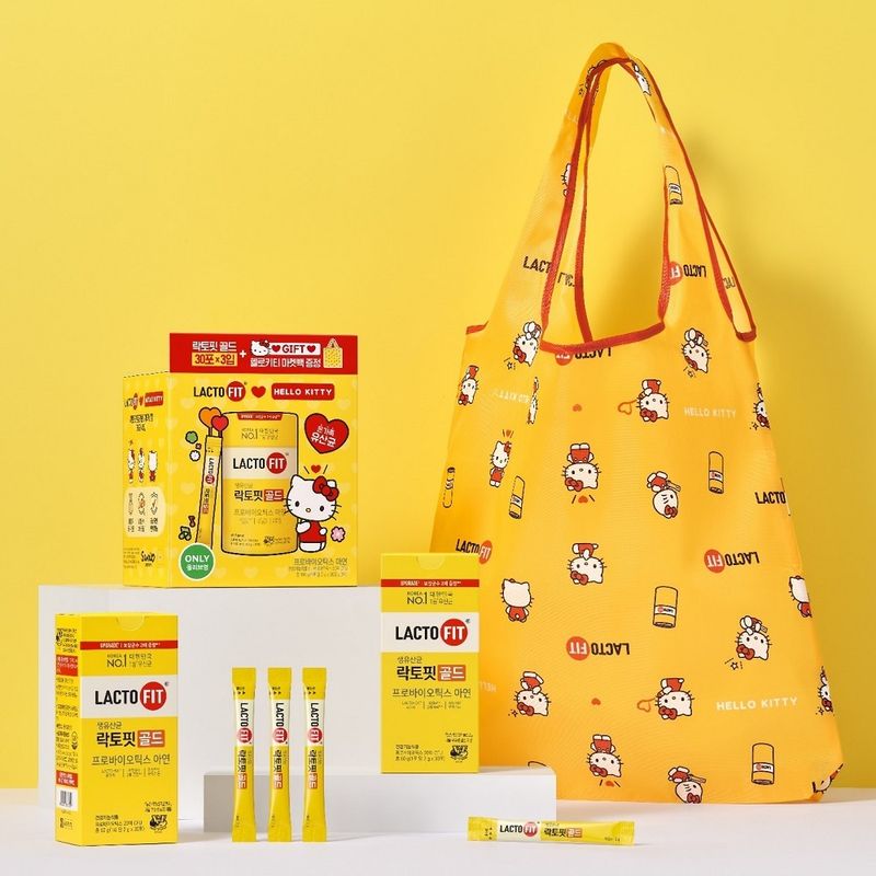韓國 Olive Young 特別優惠套裝 - [HELLO KITTY EDITION] LACTO-FIT Probiotics Gold 黃金益生菌 90 包裝 (+HELLO KITTY EDITION袋袋) (3個月用量) 