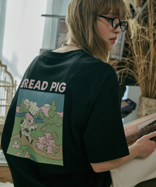 韓國 CPGN STUDIO Bread Pig Short Sleeve T-shirt Black