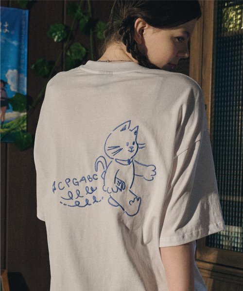 韓國 CPGN STUDIO ABC CAT Embroidered Short Sleeve T-shirt White