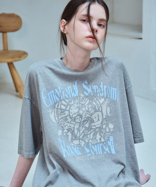 韓國 CPGN STUDIO Emotional Angel Pigment Short Sleeve T-shirt Ghost Gray
