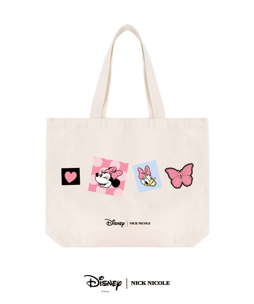 韓國 닉앤니콜(NICK&NICOLE) DISNEY MINNIE DAISY DUCK PATCH ECOBAG_OATMEAL 