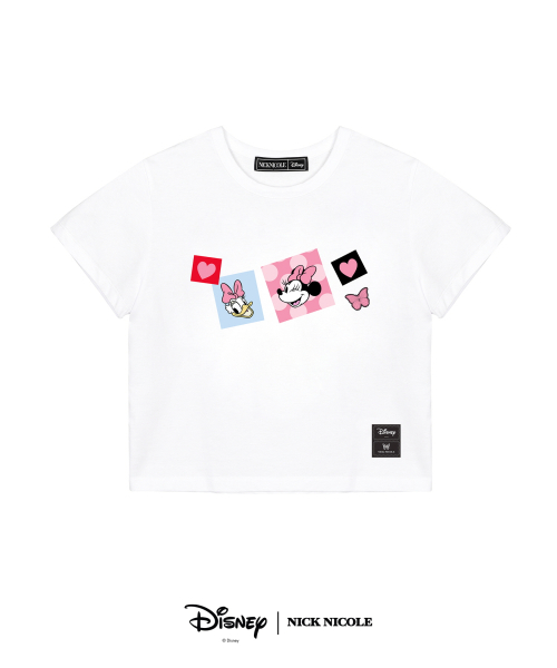 韓國 닉앤니콜(NICK&NICOLE) DISNEY MINNIE DAISY DUCK PATCH CROP TOP_WHITE 
