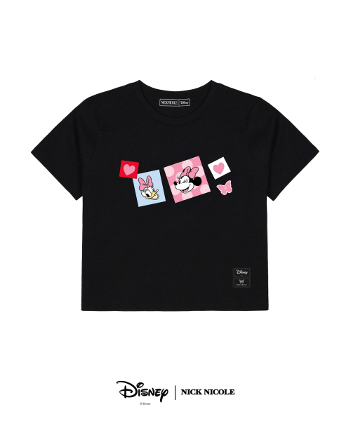 韓國 닉앤니콜(NICK&NICOLE) DISNEY MINNIE DAISY DUCK PATCH CROP TOP_BLACK 