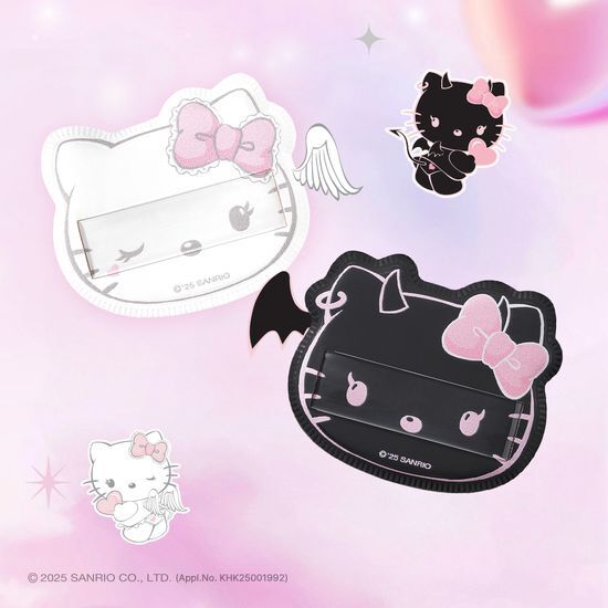 韓國 Olive Young 特別優惠套裝 - Fillimilli X Hello Kitty 天使與惡魔系列聯名限定｜Sophisticated Puffy Puff 精緻Q彈粉撲（2款） + 附贈收納盒