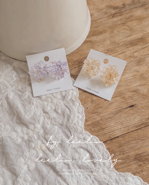 leelin - [글래머스 플라워 투명 이어링 ]♡韓國女裝耳環