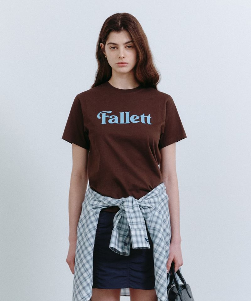［韓國限時優惠！］FALLETT - 故事標誌基本短袖T恤棕色
