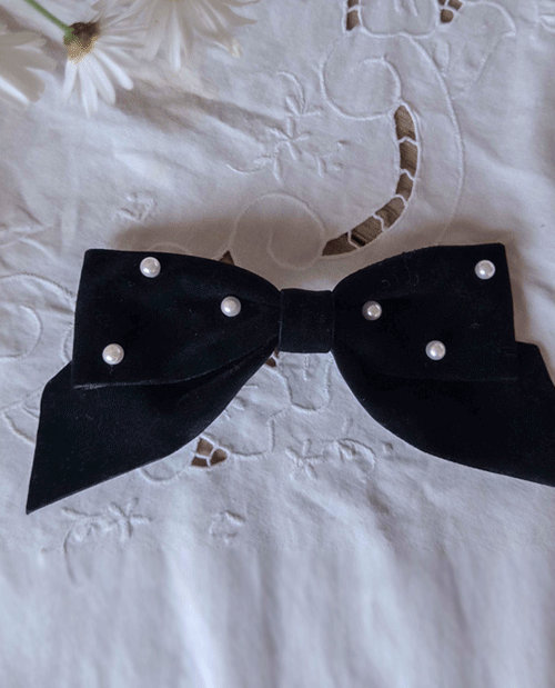 leelin - [슈펜드 진주 벨벳리본 헤어핀]♡韓國女裝頭飾