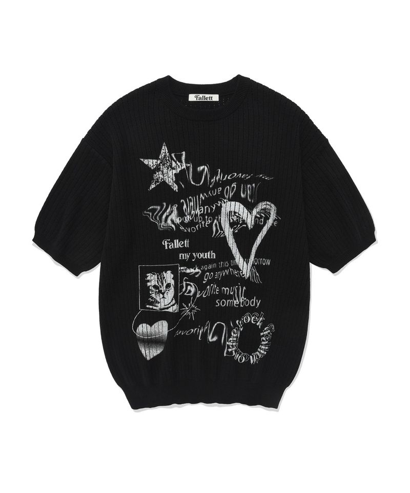 ［韓國限時優惠！］FALLETT - 夏季針織衫黑色