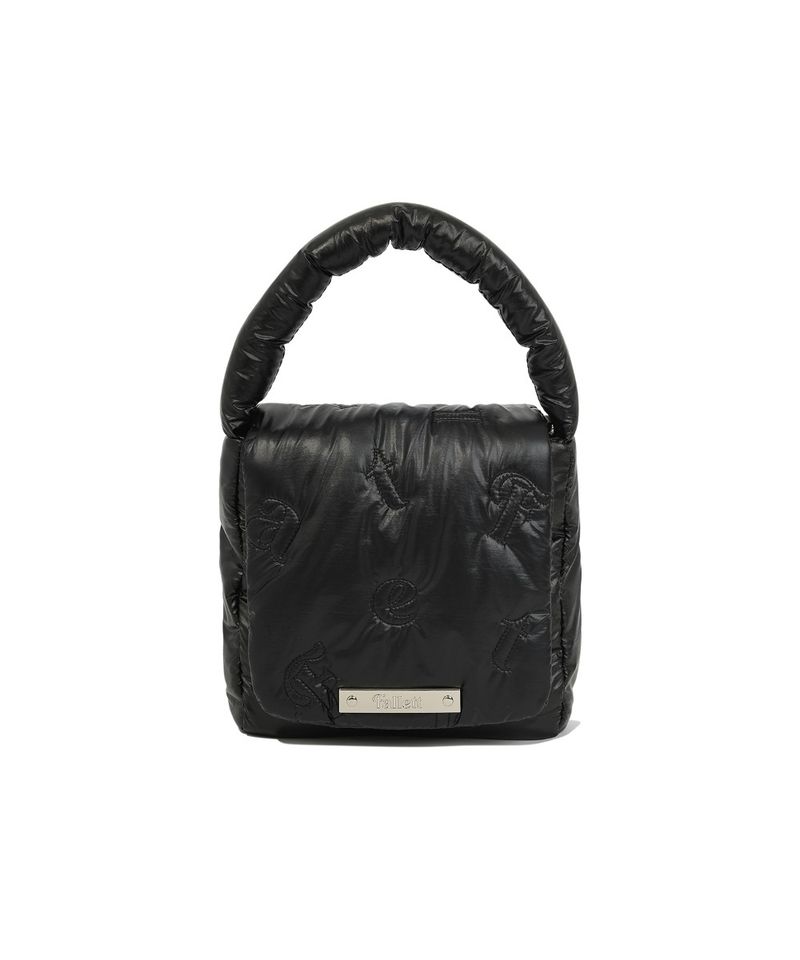 ［韓國限時優惠！］FALLETT - 字母綴飾小翻蓋手提包黑色