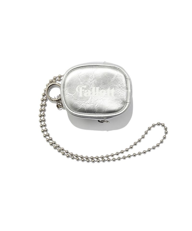 ［韓國限時優惠！］FALLETT - 球鏈方形硬幣包銀色