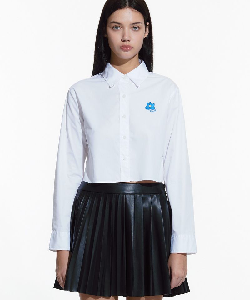 ［韓國限時優惠！］FALLETT - 花卉點綴短版衫白色