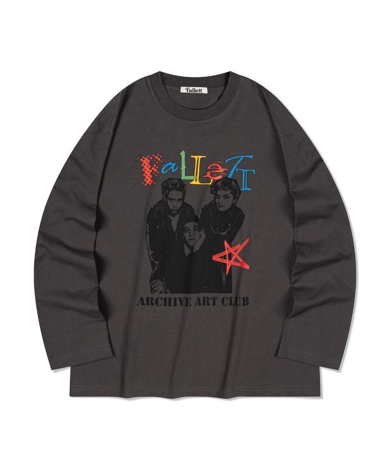 ［韓國限時優惠！］FALLETT - 藝術俱樂部長袖T恤炭灰