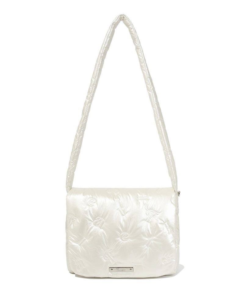 ［韓國限時優惠！］FALLETT - 字母綴飾翻蓋斜挎包象牙色