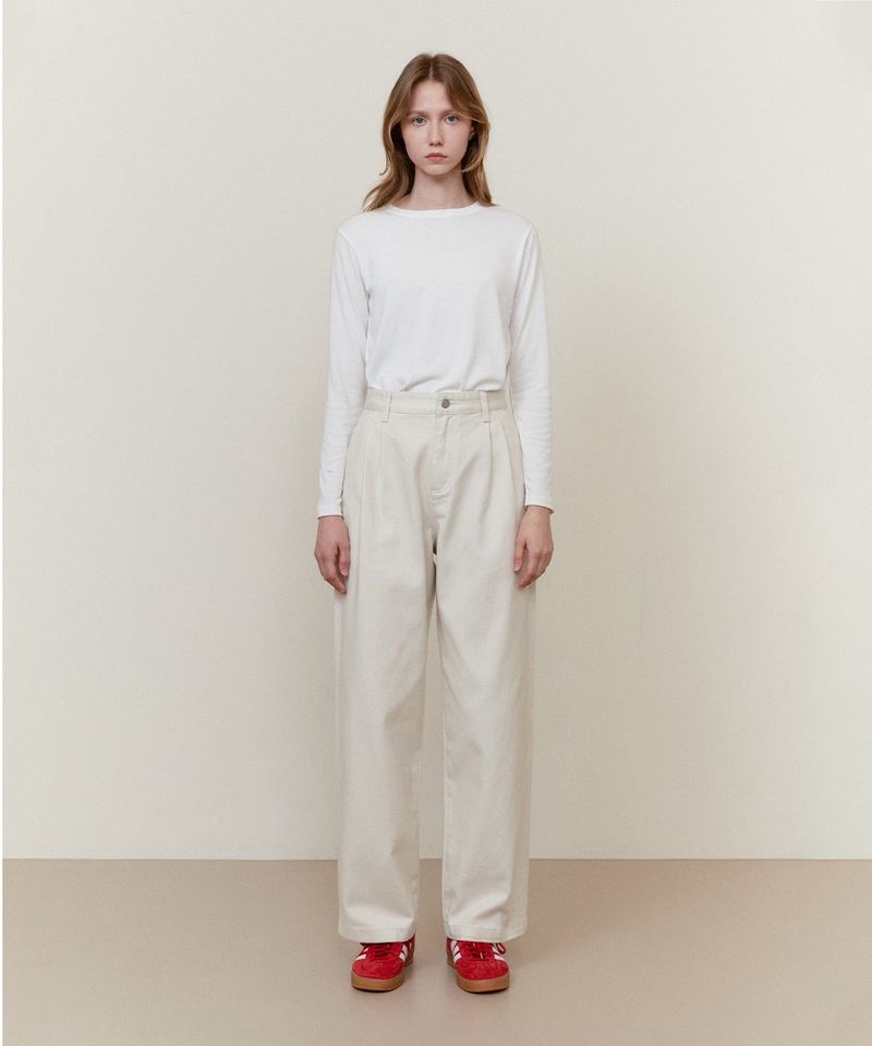 ［韓國限時優惠！］FALLETT - 雙褶棉褲