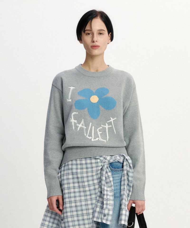 ［韓國限時優惠！］FALLETT - 花卉圖案針織衫
