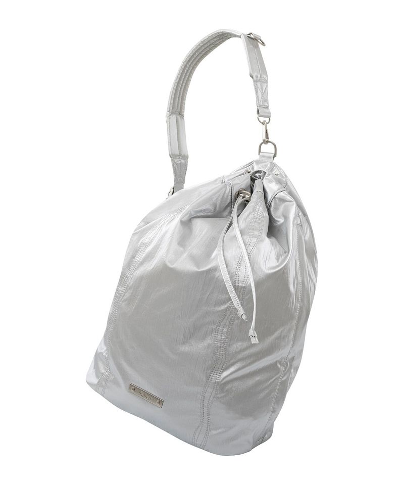 ［韓國限時優惠！］FALLETT - 光澤皮革斜挎包銀色