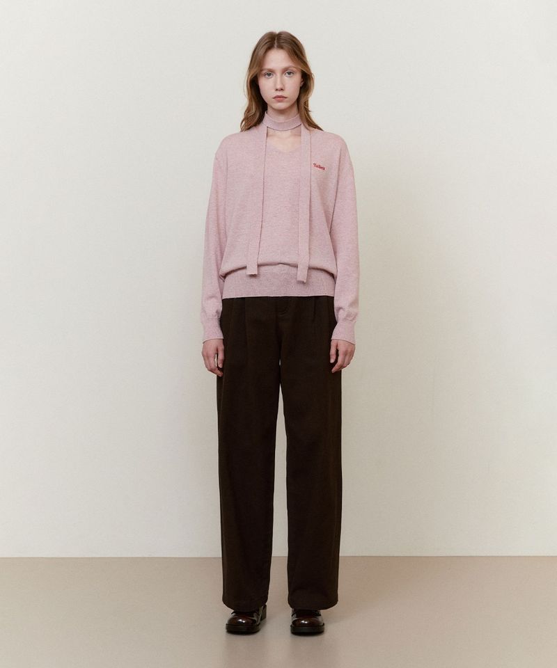 ［韓國限時優惠！］FALLETT - 雙褶棉褲棕色