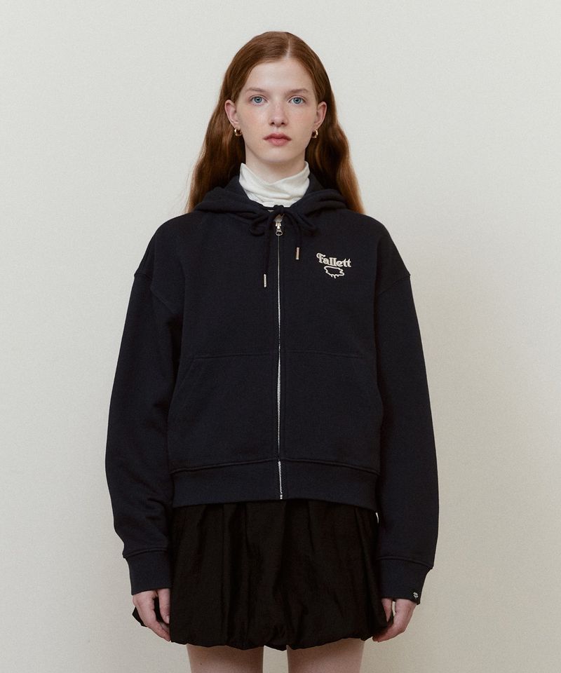 ［韓國限時優惠！］FALLETT - 故事標誌符號連帽外套海軍藍