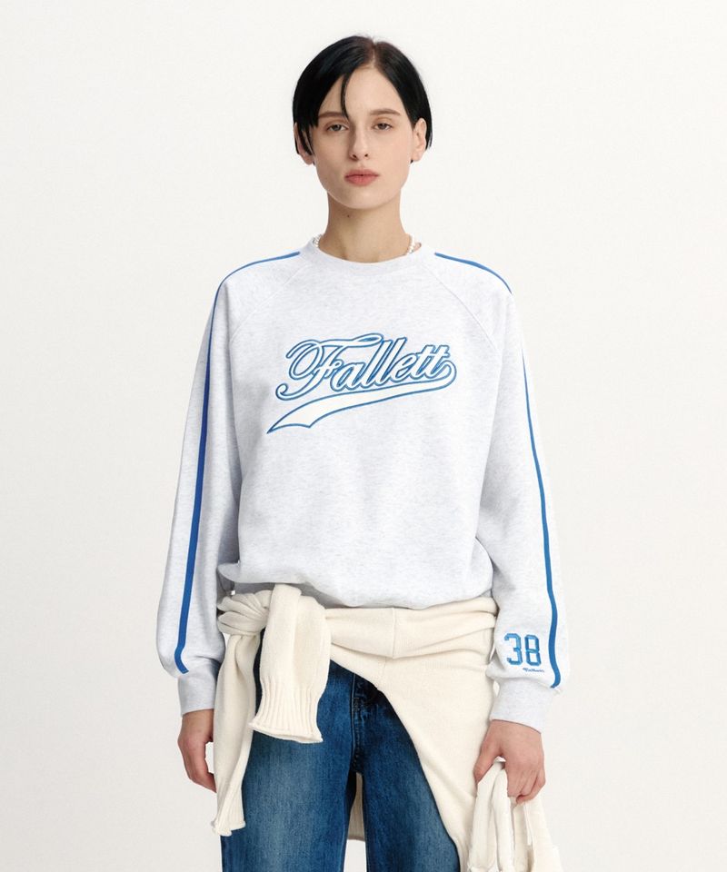 ［韓國限時優惠！］FALLETT - 運動俱樂部長袖T恤淺灰