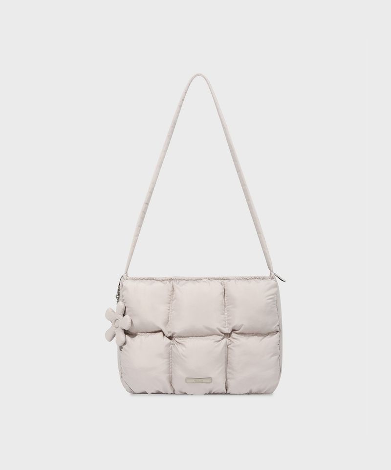 ［韓國限時優惠！］FALLETT - 花卉鑰匙圈絨面包淺灰色