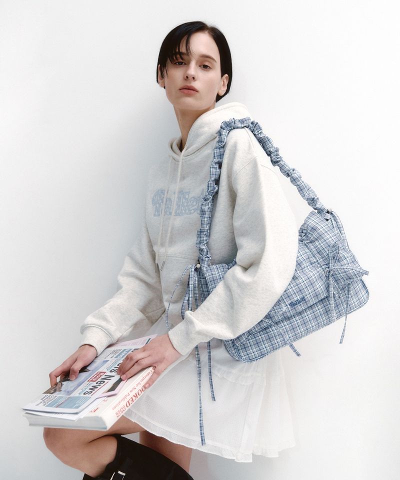 ［韓國限時優惠！］FALLETT - 格紋故事標誌短版連帽衫