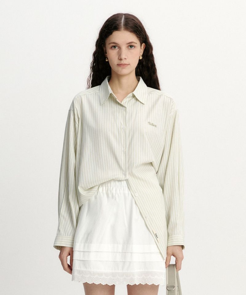 ［韓國限時優惠！］FALLETT - 小故事標誌條紋襯衫綠色