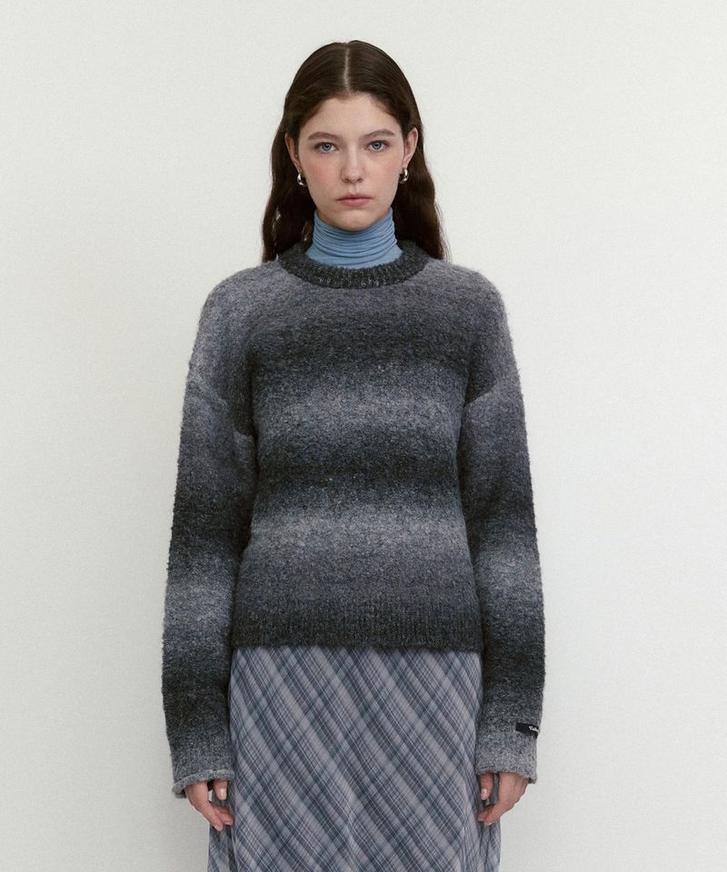 ［韓國限時優惠！］FALLETT - 漸變毛絨針織灰色