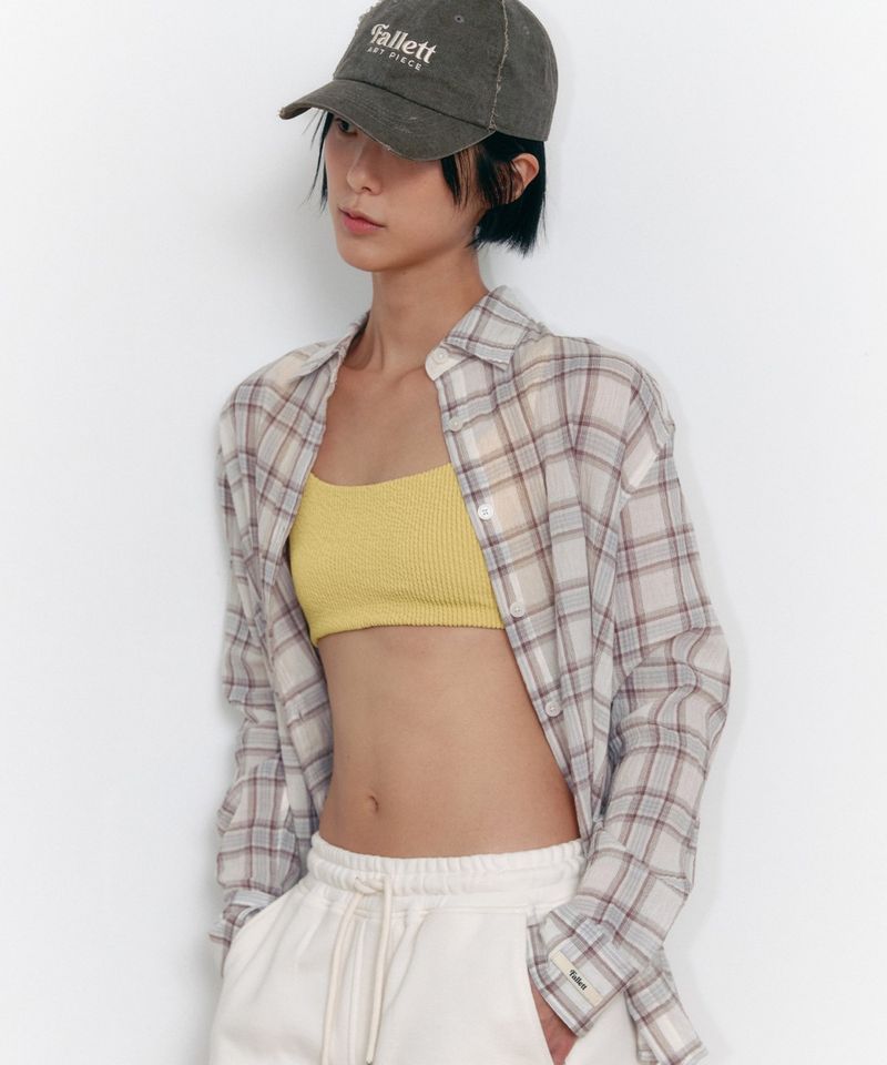 ［韓國限時優惠！］FALLETT - 格子襯衫 米色