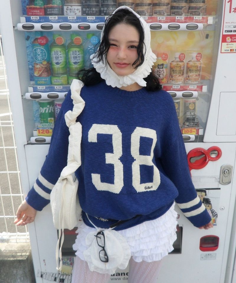 ［韓國限時優惠！］FALLETT - 字母針織衫 藍色