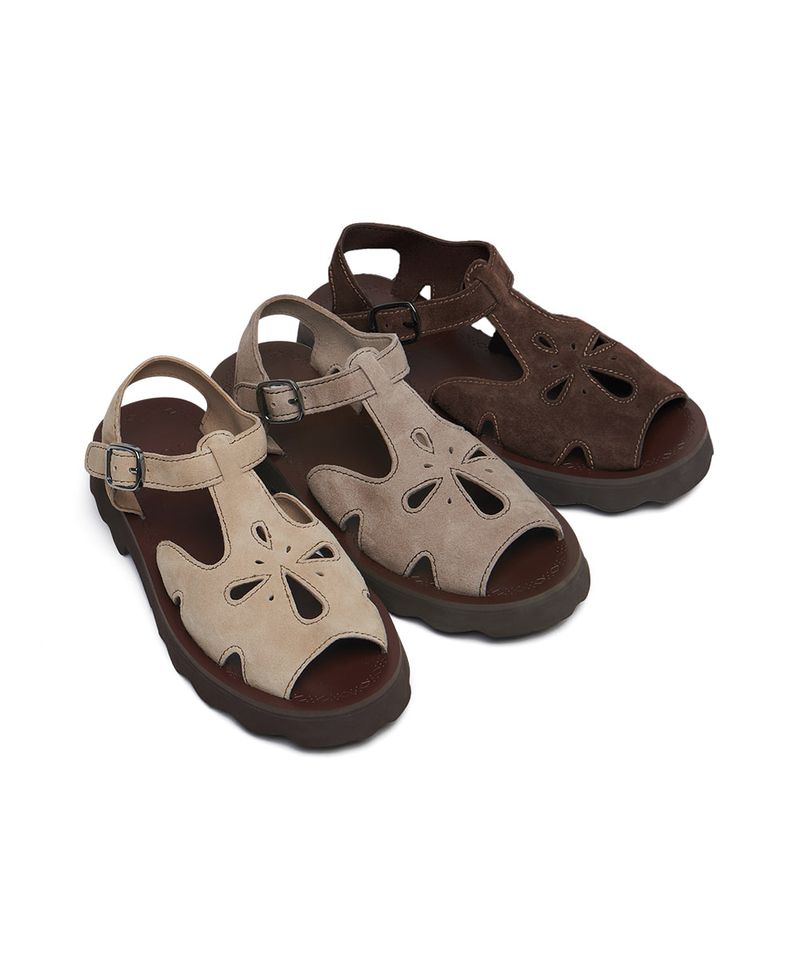 韓國 rockfish-weatherwear - PETAL CUTOUT SANDALS(SUEDE) - 3 colors