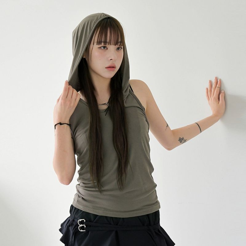 binary01 - 루너즈 리본 후드 나시♡韓國女裝上衣