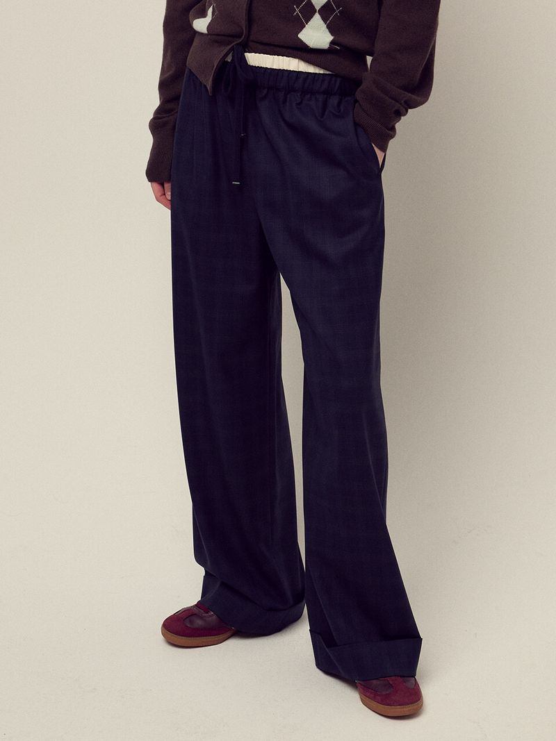 Mardi Mercredi - WOOL TURN UP PANTS_NAVY