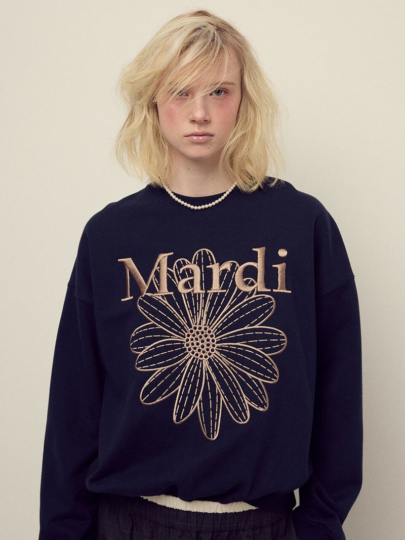 Mardi Mercredi - SWEATSHIRT FLOWERMARDI NEEDLEWORK_NAVY TAUPE